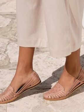 Nisolo Blush Pink Woven Suede Flats
